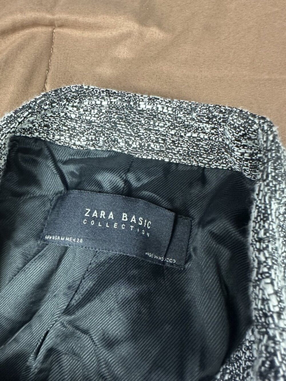 Zara Basic Gray Tweed Jacket Asymmetric Collar Coat Women's Size M - Picture 7 of 11